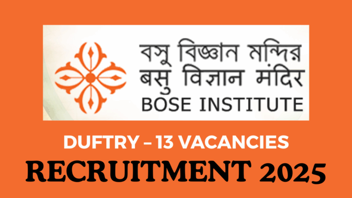 The online application form for the Bose Institute Duftry Vacancy 2025 will be accessible from November 15, 2025, to December 15, 2025.