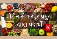 प्रोटीन के मुख्य स्रोत (शाकाहारी + मांसाहारी) यहाँ प्रोटीन से भरपूर प्रमुख खाद्य पदार्थों के स्रोत
